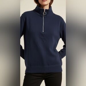 Amazon- Blue Cowl Neck Sweater with Quarter-Zip and Textured Knit